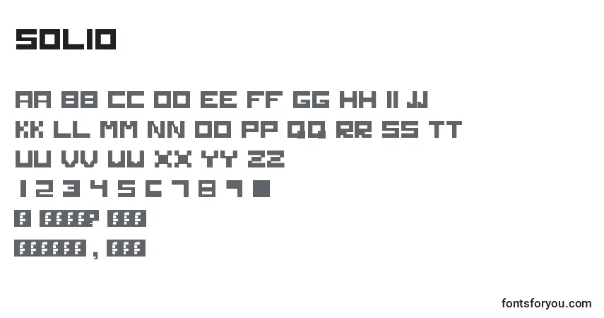 Schriftart Solid – Alphabet, Zahlen, spezielle Symbole