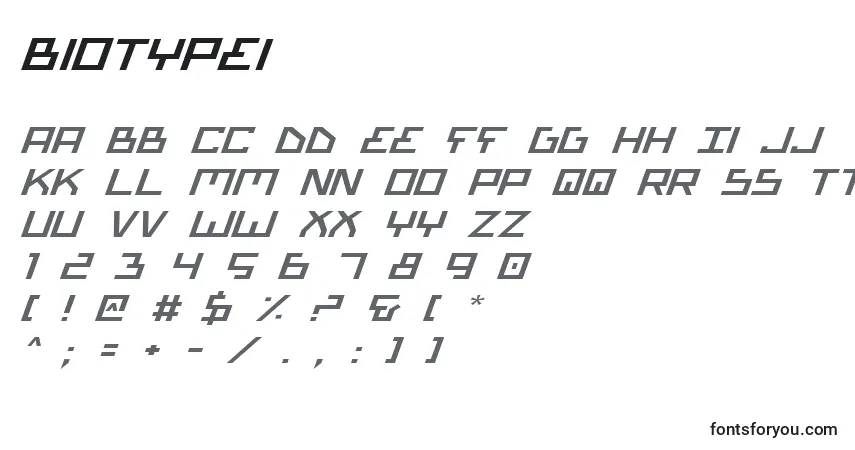 Biotypei-fontti – aakkoset, numerot, erikoismerkit