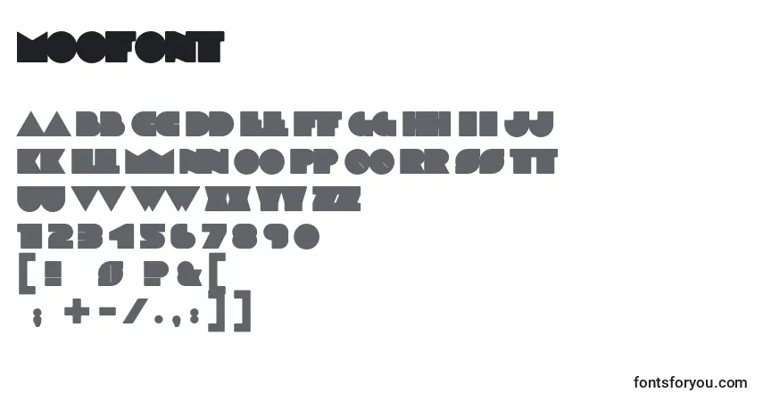 Schriftart MooFont – Alphabet, Zahlen, spezielle Symbole