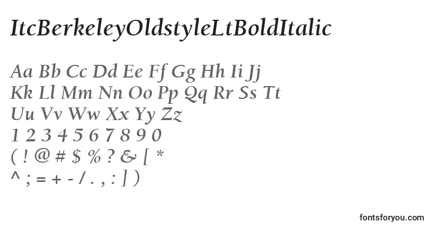 Czcionka ItcBerkeleyOldstyleLtBoldItalic – alfabet, cyfry, specjalne znaki