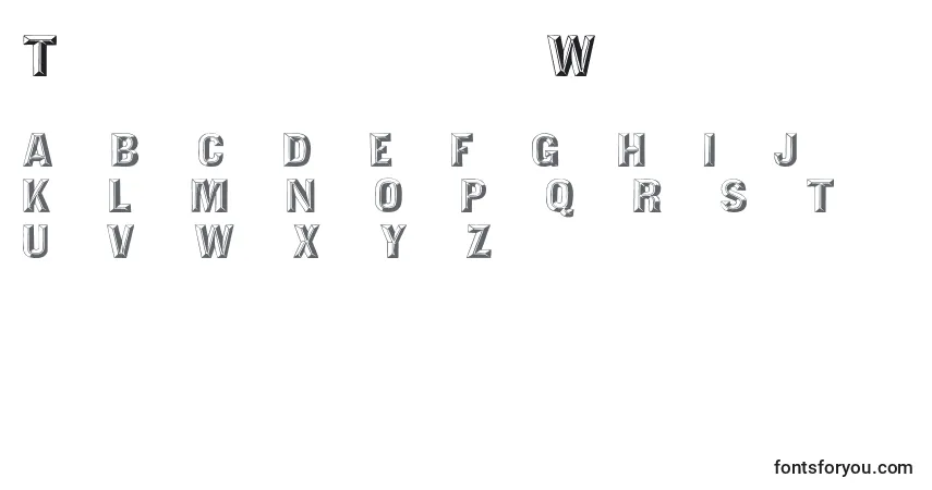 A fonte TejaratchiWd – alfabeto, números, caracteres especiais