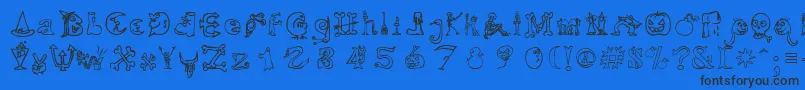 HalloweenMatch-Schriftart – Schwarze Schriften auf blauem Hintergrund