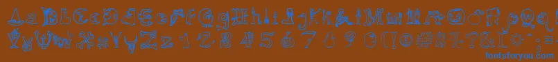 HalloweenMatch Font – Blue Fonts on Brown Background