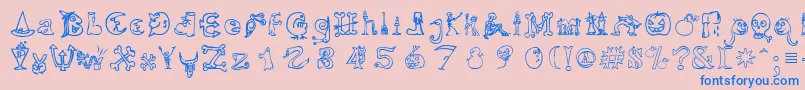 HalloweenMatch Font – Blue Fonts on Pink Background