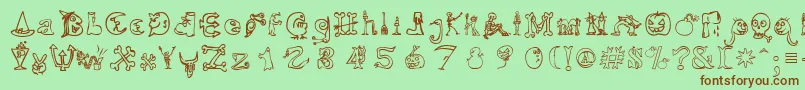 HalloweenMatch Font – Brown Fonts on Green Background