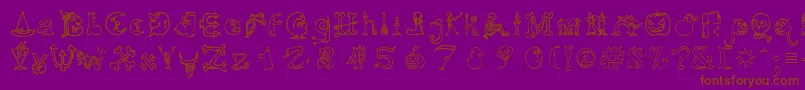 HalloweenMatch-Schriftart – Braune Schriften auf violettem Hintergrund