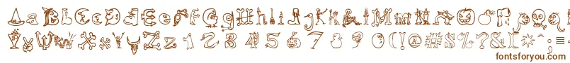HalloweenMatch-Schriftart – Braune Schriften auf weißem Hintergrund