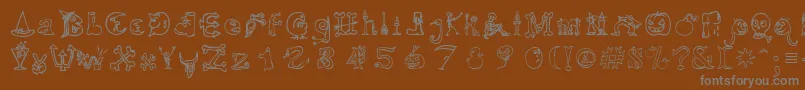 HalloweenMatch-Schriftart – Graue Schriften auf braunem Hintergrund