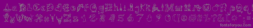 HalloweenMatch-Schriftart – Graue Schriften auf violettem Hintergrund