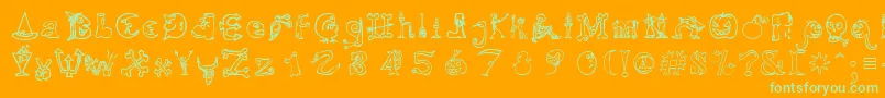 HalloweenMatch Font – Green Fonts on Orange Background