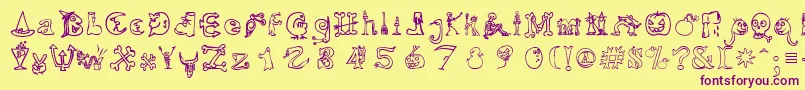 HalloweenMatch Font – Purple Fonts on Yellow Background