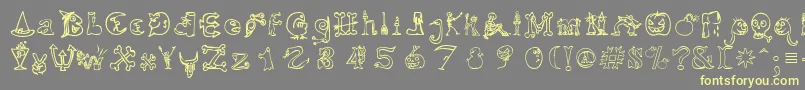 HalloweenMatch-Schriftart – Gelbe Schriften auf grauem Hintergrund