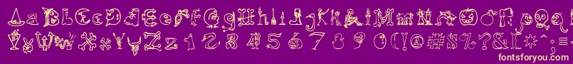 HalloweenMatch-Schriftart – Gelbe Schriften auf violettem Hintergrund