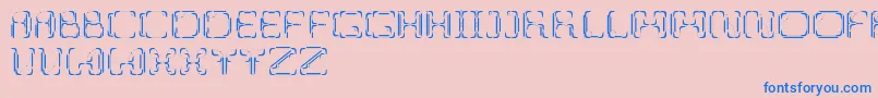 UpupDowndown-Schriftart – Blaue Schriften auf rosa Hintergrund