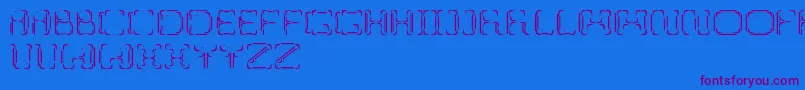 UpupDowndown-Schriftart – Violette Schriften auf blauem Hintergrund