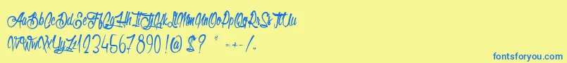 OlympicBranding Font – Blue Fonts on Yellow Background