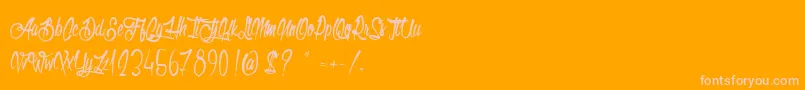 OlympicBranding-fontti – vaaleanpunaiset fontit oranssilla taustalla