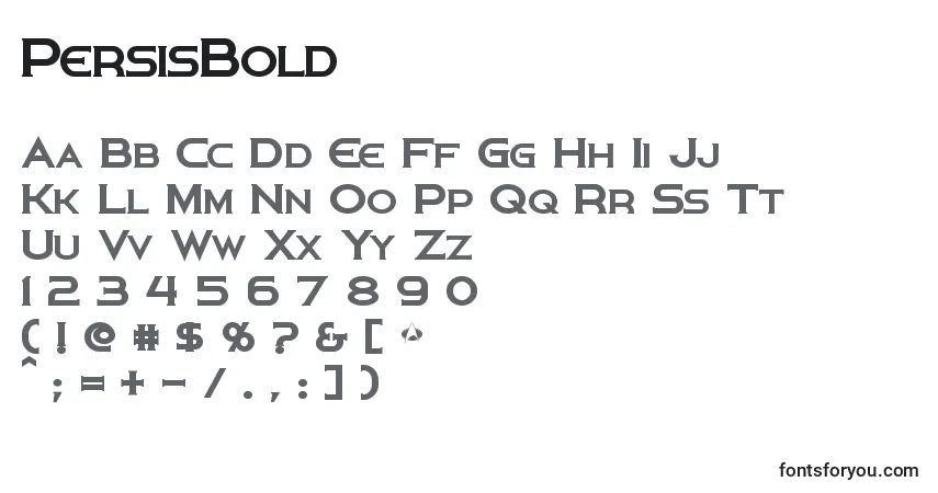 Schriftart PersisBold – Alphabet, Zahlen, spezielle Symbole