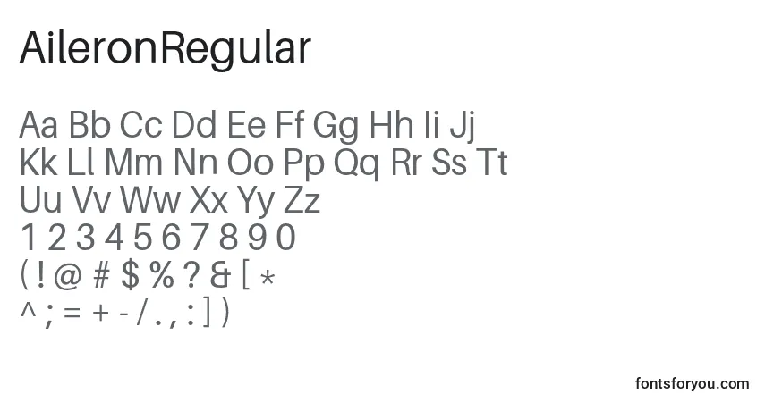A fonte AileronRegular – alfabeto, números, caracteres especiais