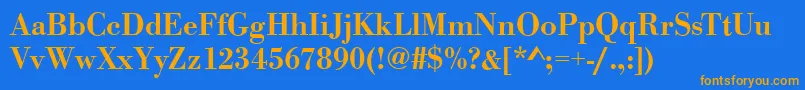 Fonte BodonistdMediumRegular – fontes laranjas em um fundo azul