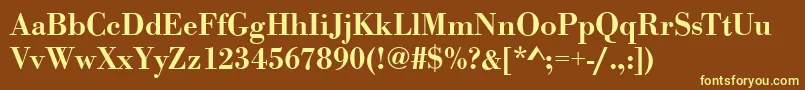 BodonistdMediumRegular-Schriftart – Gelbe Schriften auf braunem Hintergrund