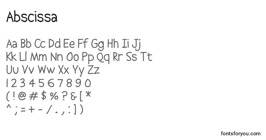 Schriftart Abscissa – Alphabet, Zahlen, spezielle Symbole