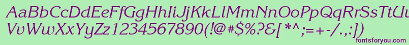 フォントKorinnabttItalic – 緑の背景に紫のフォント