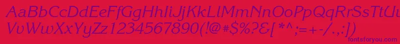 More about KorinnabttItalic Font KorinnabttItalic Font – Purple Fonts on Red Background