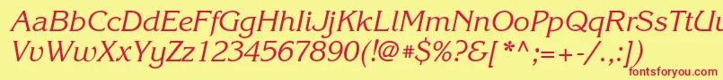 Czcionka KorinnabttItalic – czerwone czcionki na żółtym tle