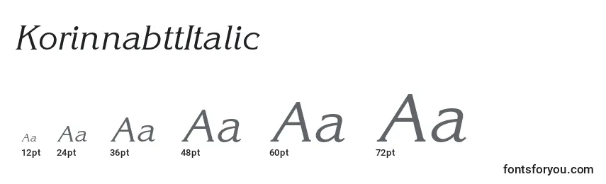 Размеры шрифта KorinnabttItalic