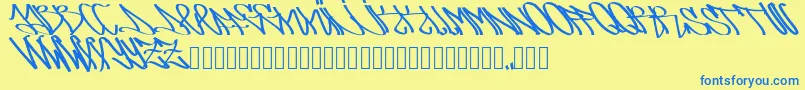 フォントArsone – 青い文字が黄色の背景にあります。