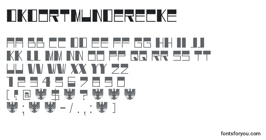 Czcionka DkDortmunderEcke – alfabet, cyfry, specjalne znaki