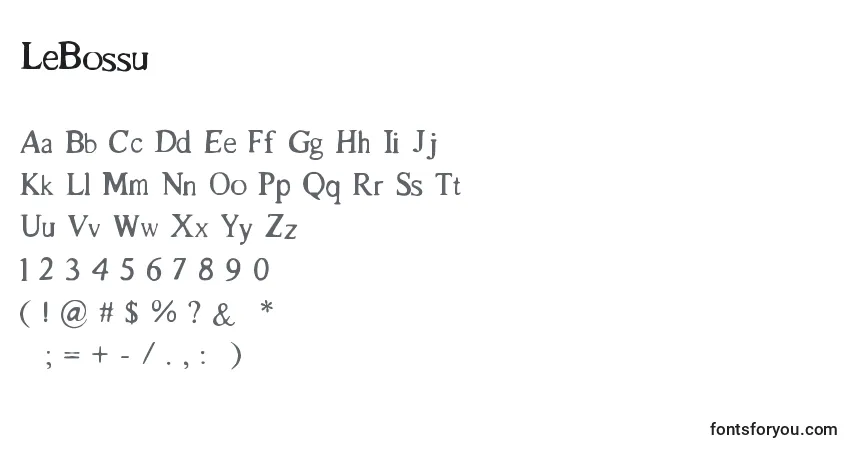 A fonte LeBossu – alfabeto, números, caracteres especiais