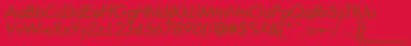 Fonte AFuturicaItalic – fontes marrons em um fundo vermelho