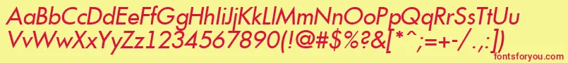 Fonte AFuturicaItalic – fontes vermelhas em um fundo amarelo