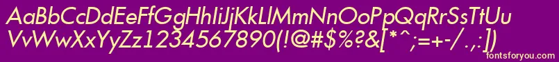 AFuturicaItalic Font – Yellow Fonts on Purple Background