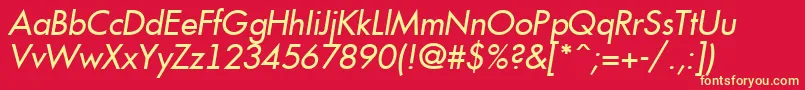 Fonte AFuturicaItalic – fontes amarelas em um fundo vermelho