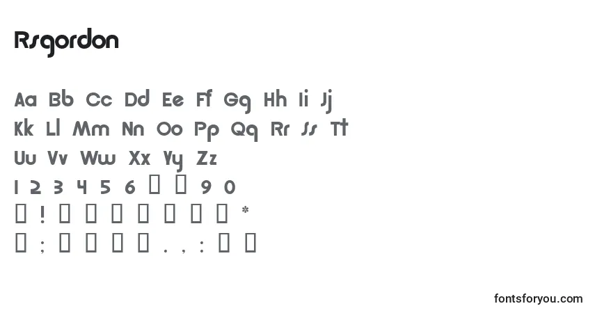 Schriftart Rsgordon – Alphabet, Zahlen, spezielle Symbole