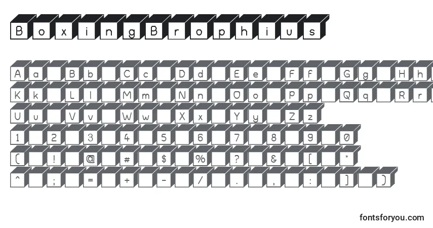 Czcionka BoxingBrophius – alfabet, cyfry, specjalne znaki