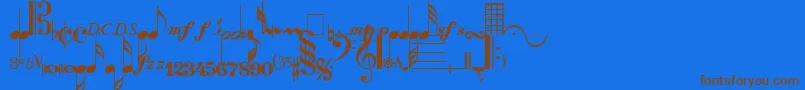 QuintetSsi-Schriftart – Braune Schriften auf blauem Hintergrund