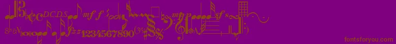 QuintetSsi-Schriftart – Braune Schriften auf violettem Hintergrund