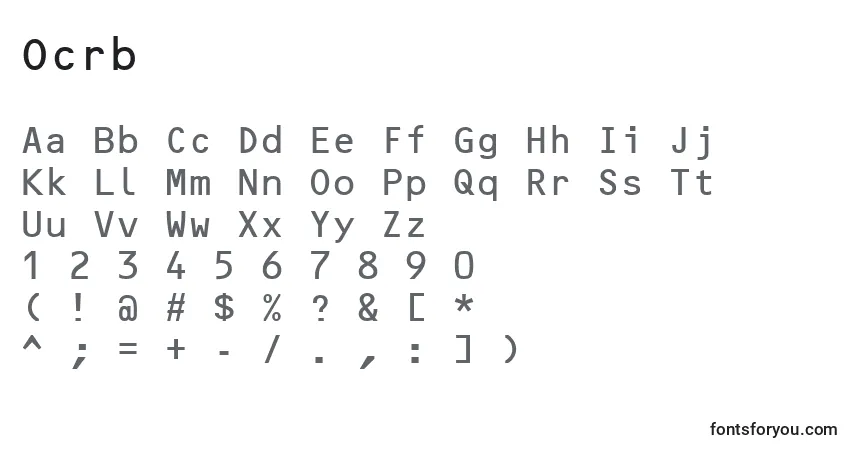 Schriftart Ocrb – Alphabet, Zahlen, spezielle Symbole
