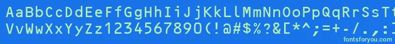 フォントOcrb – 青い背景に緑のフォント