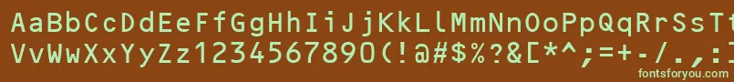 フォントOcrb – 緑色の文字が茶色の背景にあります。