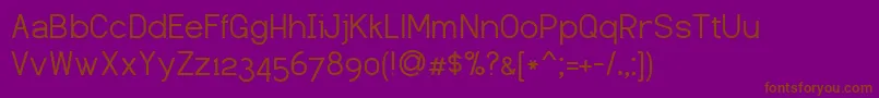 DustismoSans-Schriftart – Braune Schriften auf violettem Hintergrund