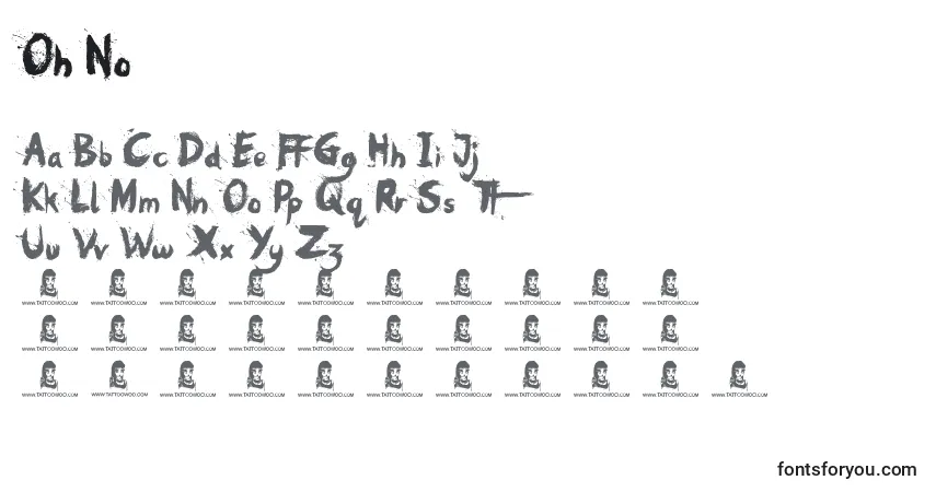 A fonte Oh No – alfabeto, números, caracteres especiais