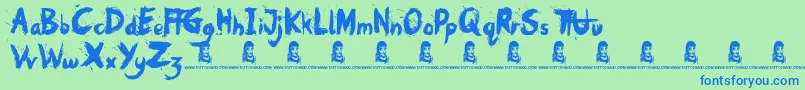 Fonte Oh No – fontes azuis em um fundo verde