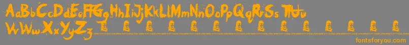 フォントOh No – オレンジの文字は灰色の背景にあります。