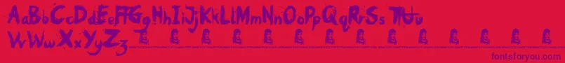 Fonte Oh No – fontes roxas em um fundo vermelho