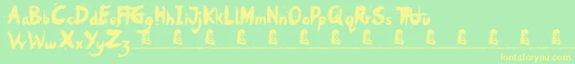 Oh No-Schriftart – Gelbe Schriften auf grünem Hintergrund
